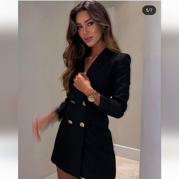 NWT * Zara Double Breasted Long Blazer Jacket - Picture 2 of 12